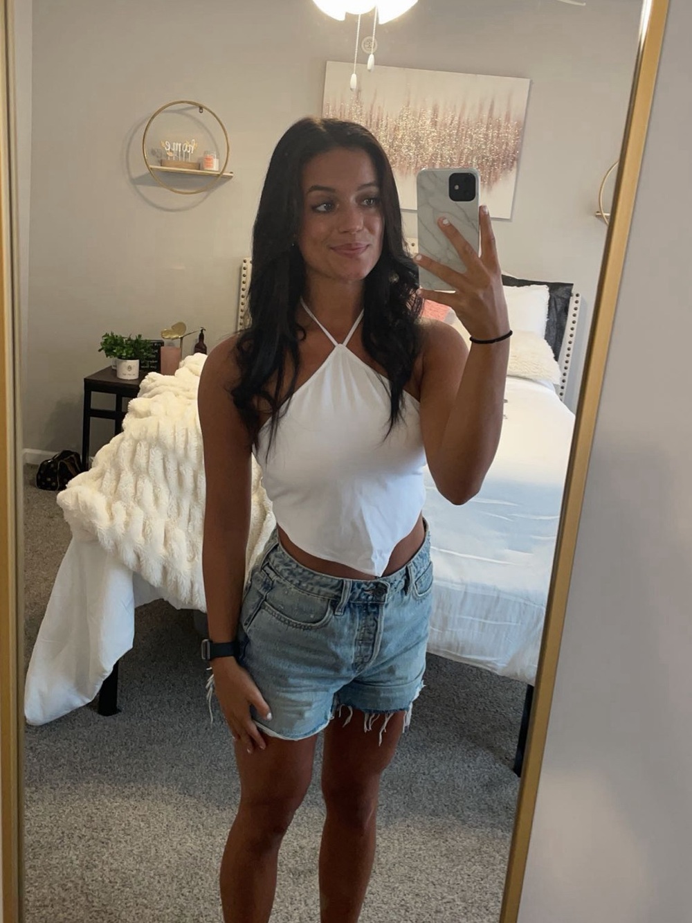H&M White Halter Tie-Back Crop Top